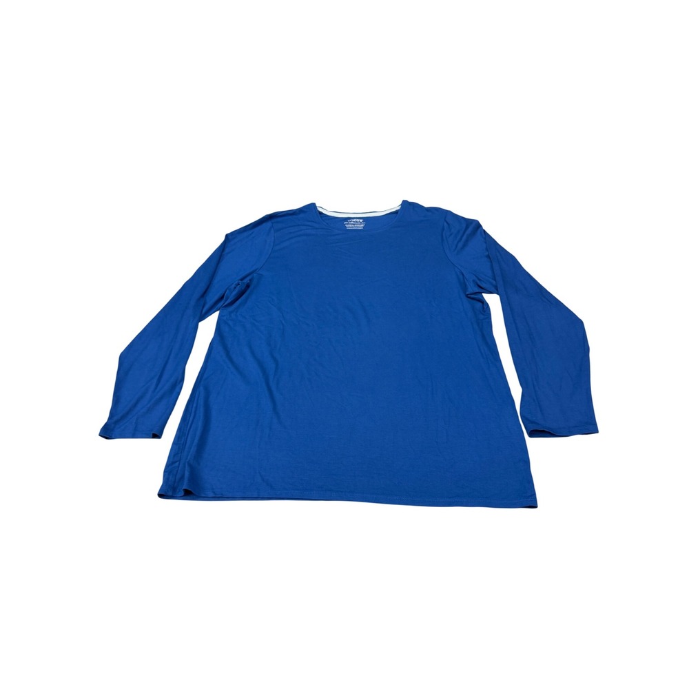 Chicos The Ultimate Tee Royal Blue Long Sleeve Crew Neck Rayon Spandex XL Size 3